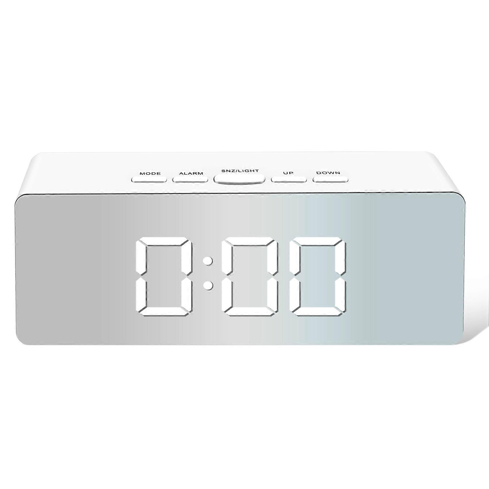 Led Digital Alarm Clock Snooze Alarm Clock with Mirror Adjustable Brightness and Temperature Displa