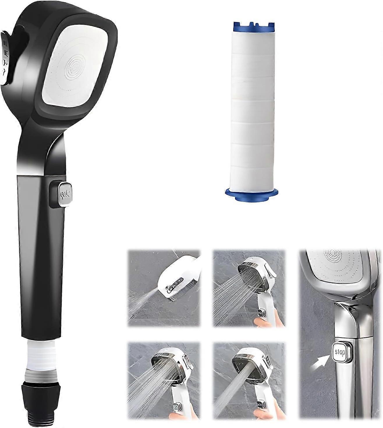 4-modus håndholdt dusjhode under trykk med pausebryter, høytrykksdusjhode justerbart SPA dusjdysefilter