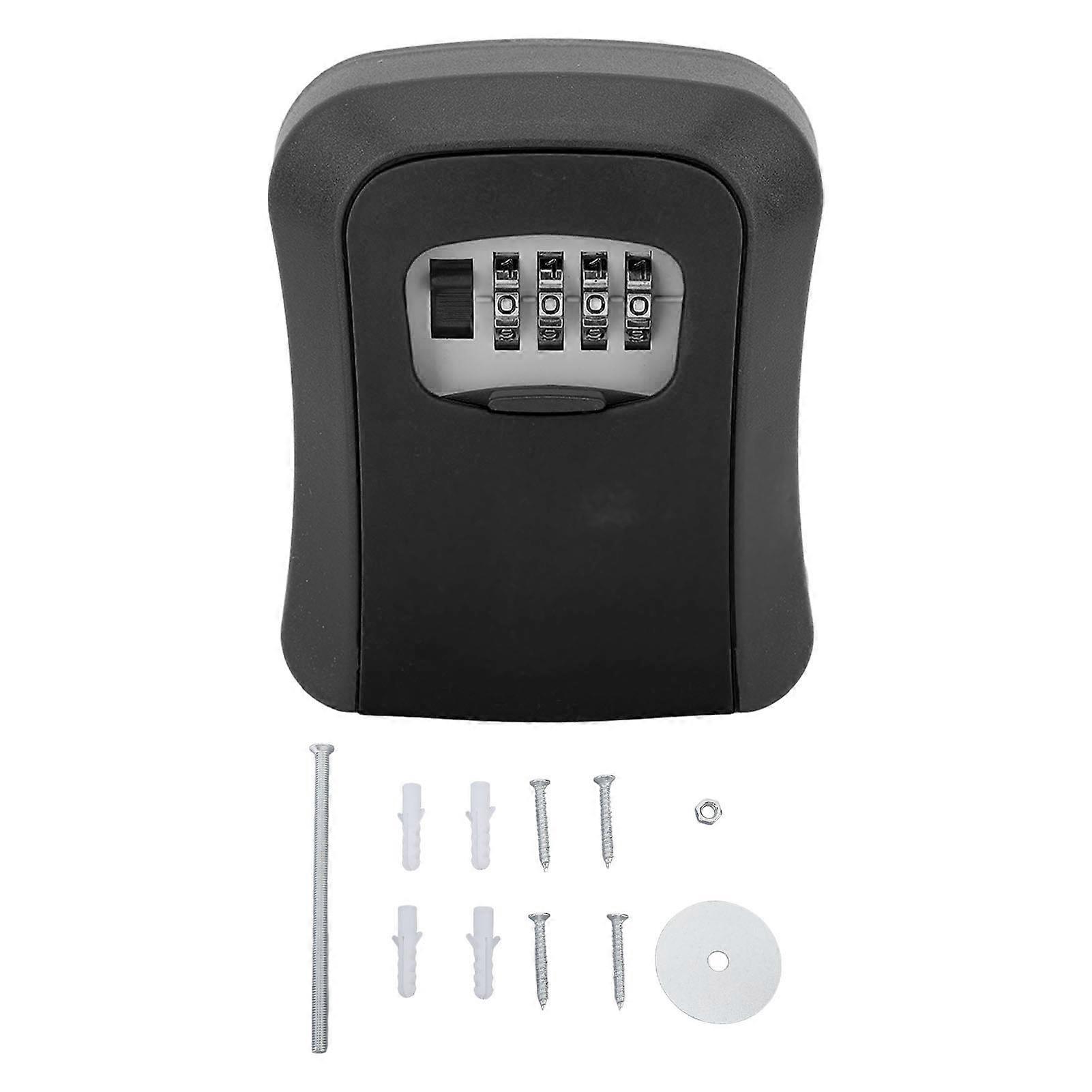 Key Lock Box Wall Mounted Combination Lockbox for Outside House Keys 5 Keys Capacity Key Safe Security Storage Lock Box Black (with Dust Cover)