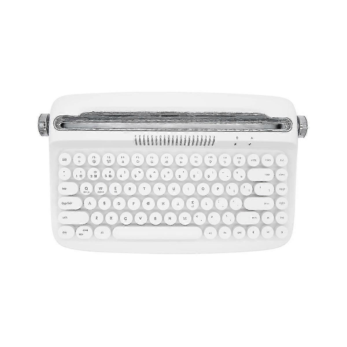 Wireless Typewriter Keyboard Retro Usb Mechanical Keycaps For Desktop Pc/laptop-white