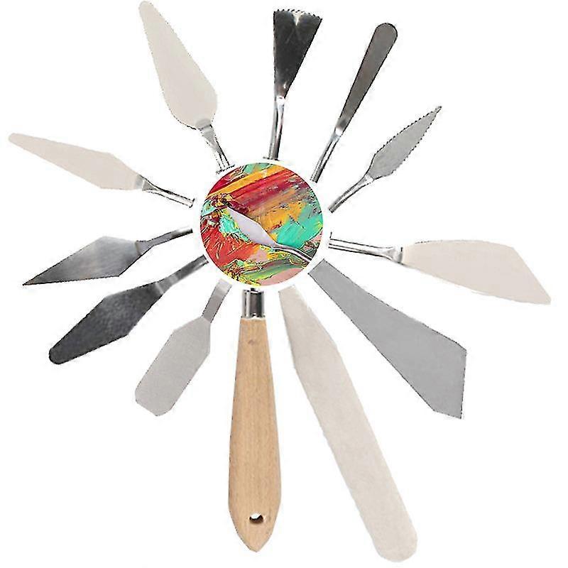 11Pcs palette texture drawer student tool scraper pigment watercolor spatula artist painter paint art oil mix scrape draw