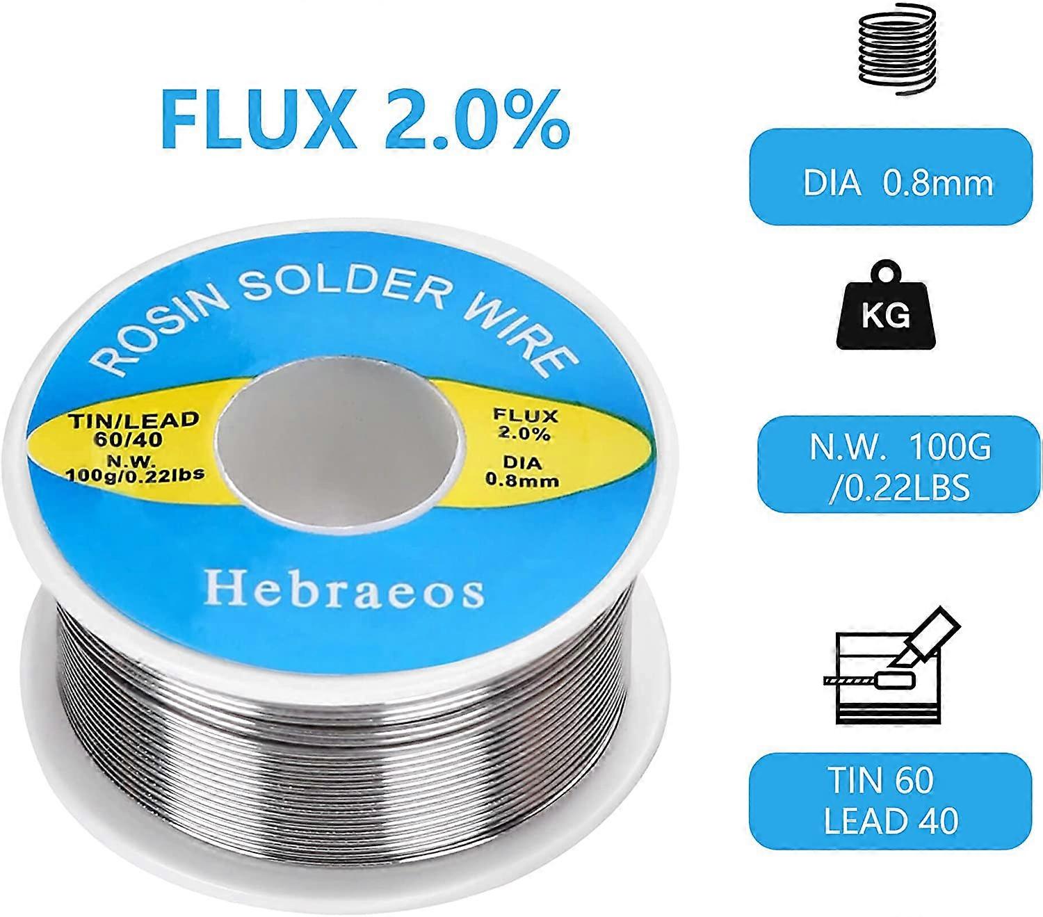 Solder Wire, 0.8mm 60/40 Tin Lead Rosin Core Solder for Electrical