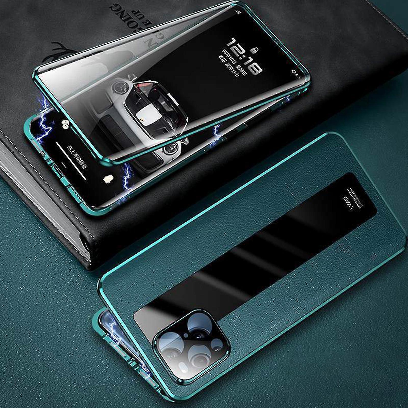 Magnetic Case Compatible With Iphone 12/12 Pro/12 Pro Max, Plain Leather Double-sided Cover