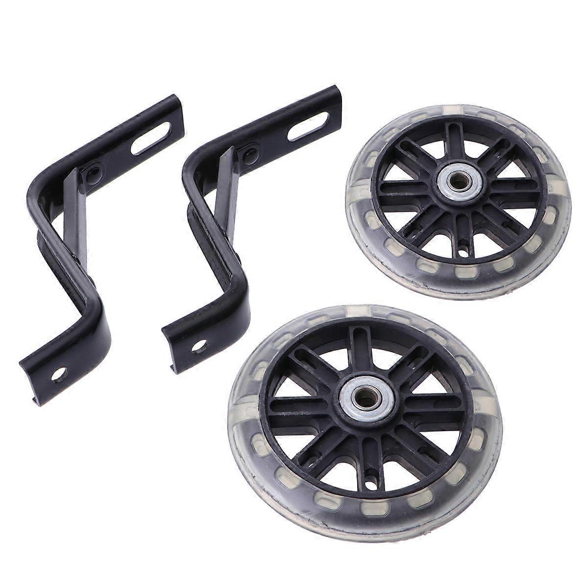 2 pcs luz piscando mudo crianças bicicleta acessórios de roda auxiliar com suporte de 14 polegadas (preto)