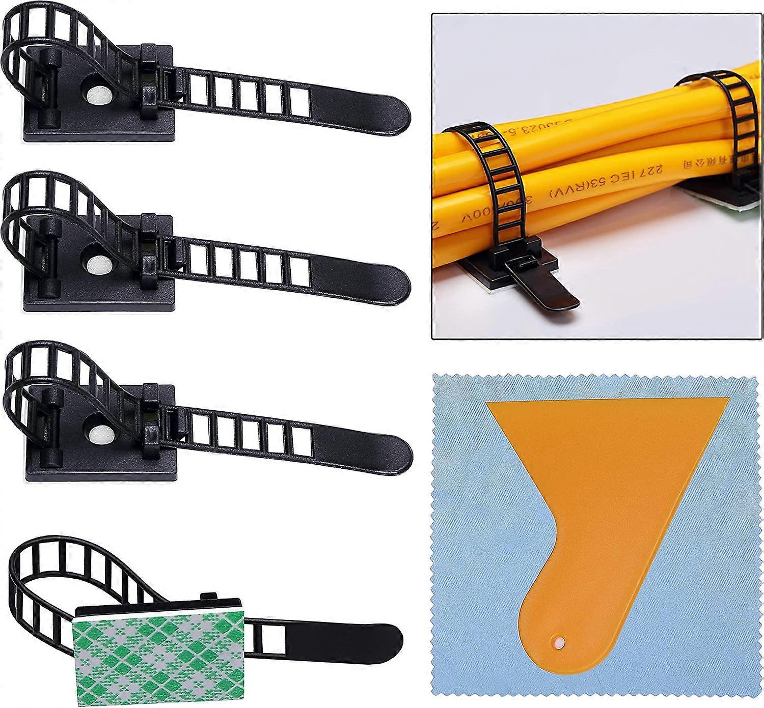 60 Pieces Cable Clips, Cable Ties Adhesive Cable Clips Adjustable Nylon Cable Ties and Adhesive Cable Ties
