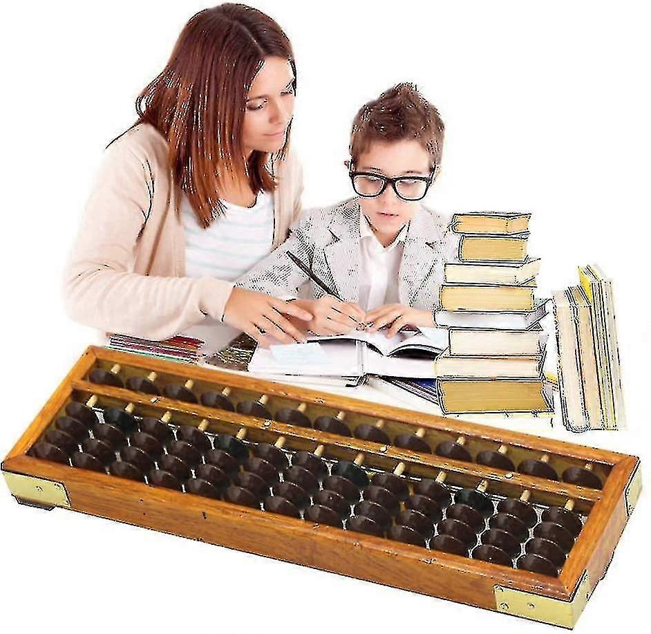 Pearl Arithmetic Count Abacus With Reset Button - Vintage 13 Column Wooden Abacus Desk Soroban Children Mathematics Educational Calculating Tool Size-