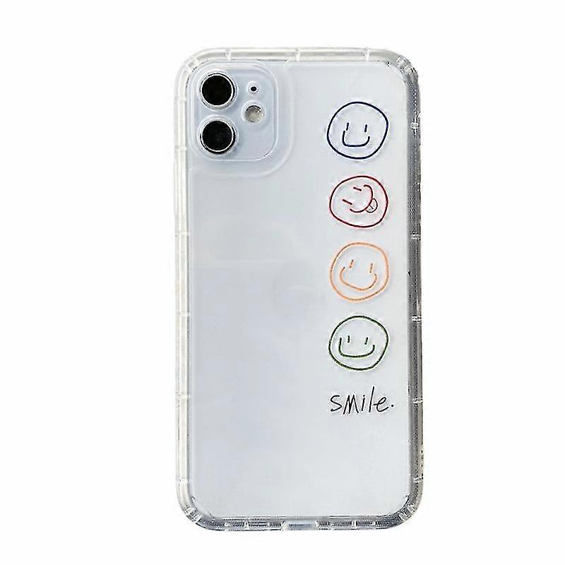 Pour Iphone 12 Straight Edge Colored Dessin Smiley Face Pattern Tpu Housse de protection