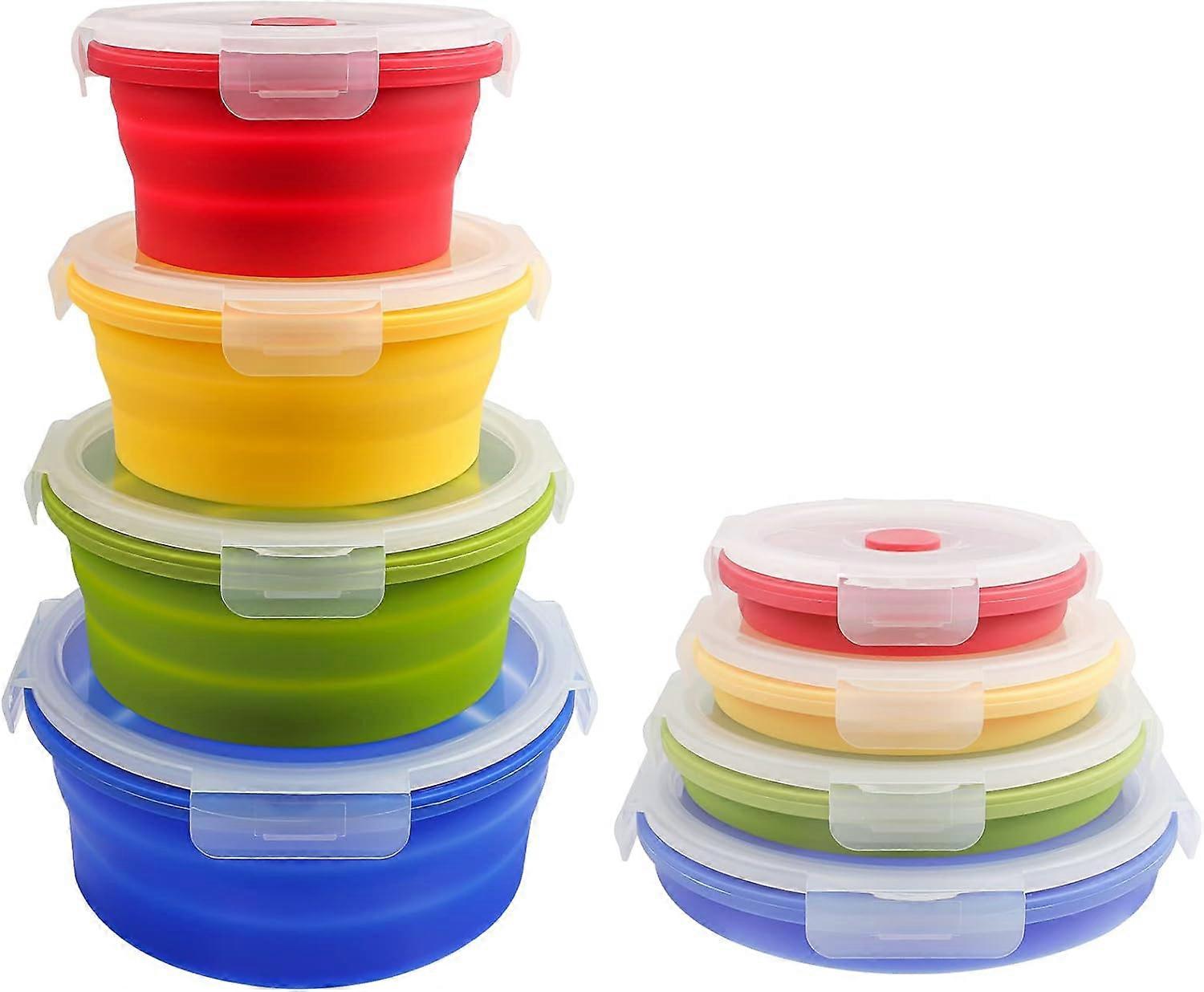 蓋付き折りたたみ式シリコーン食品保存容器、ポータブルランチ弁当ボックス屋外ピクニックボックス省スペース、電子レンジ、食器洗い機、冷凍庫安全