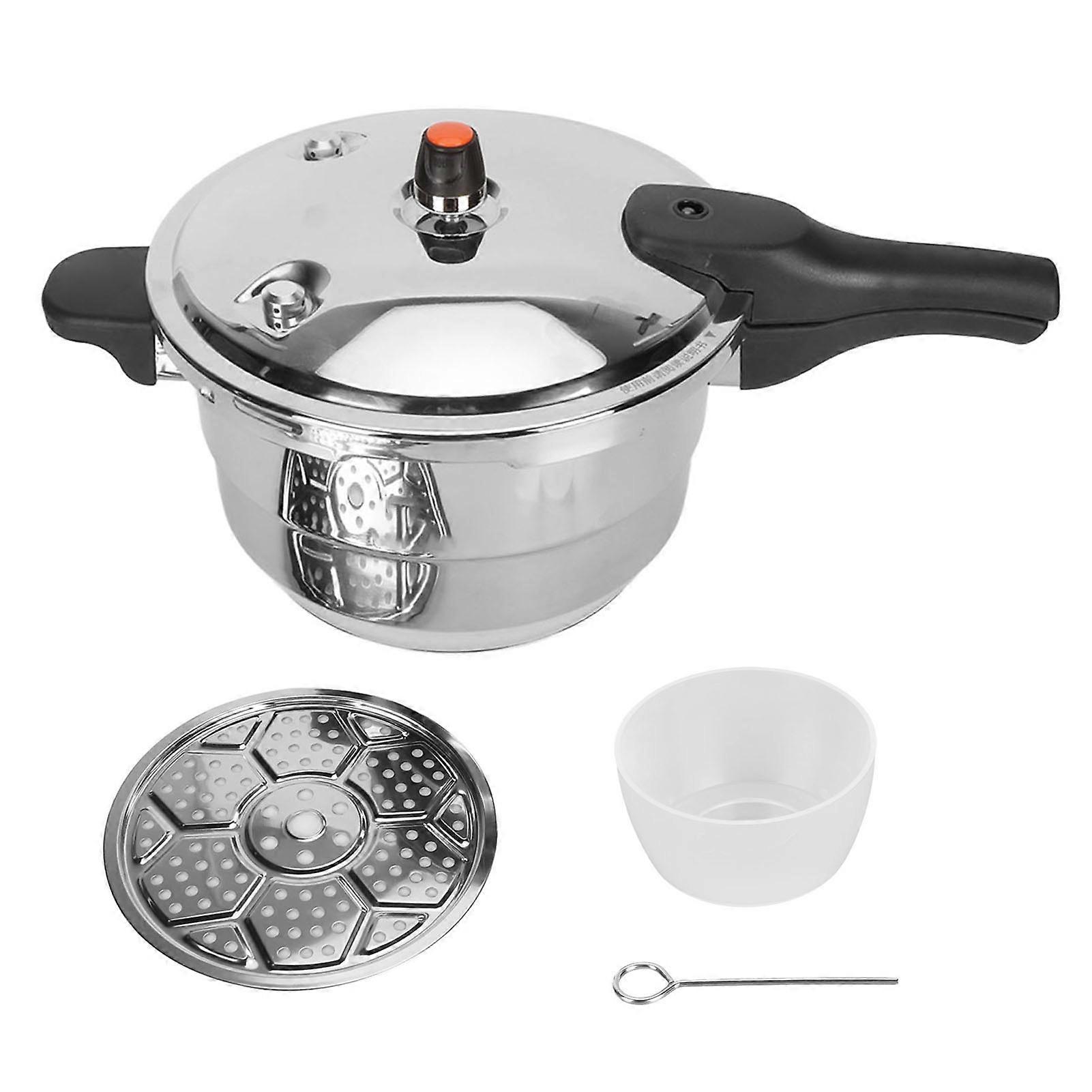 Pressure Cooker with Steaming Rack Stainless Steel Pressure Canner Compatible with Gas Induction Cooker 8L 26cm / 10.2in Inner Diameter