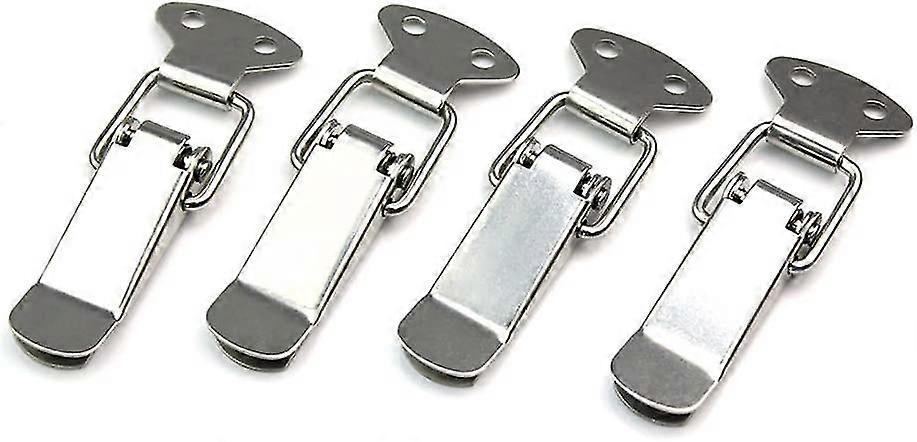 Stainless Spring Loaded Toggle Case Box Chest Trunk Latch Catch Hasps Clamp Clip (4pcs, Silver)