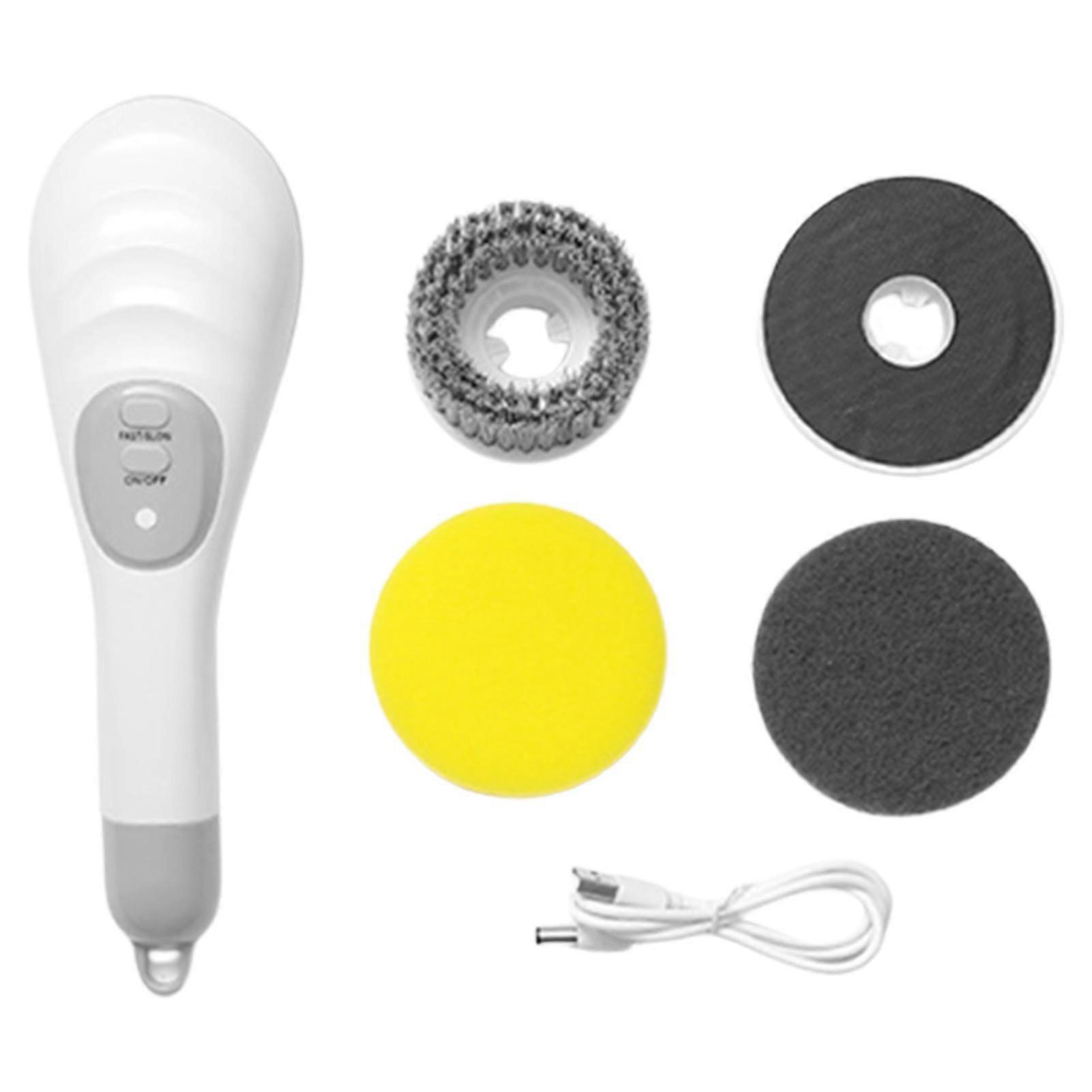 Rechargeable Power Scrubber Shower Scrubber With 4 Replaceable Brush Heads For Cleaning Sink Window