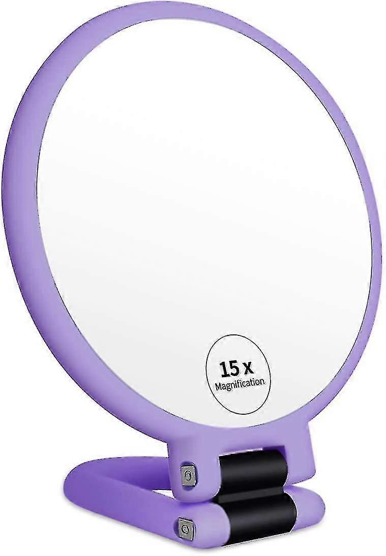 YOUGANG high quality 1x 15x Magnifying Handheld Mirror, Double Sided Pedestal Magnification And True Image Makeup Mirror, Compact Size And Portable Va