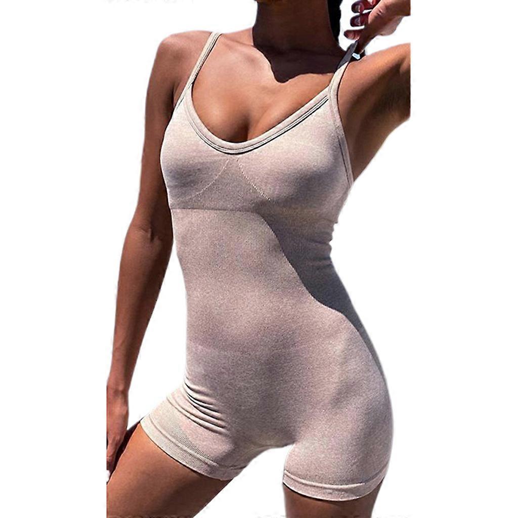 Sexy Women Sports Playsuits Gym Yoga Set Tracksuit Female Sleeveless Halter Bodycon Romper Solid Backless Skinny Jumpsuit