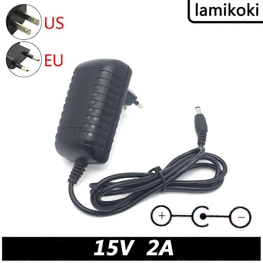 DC 15V 2A AC 100V-240V Converter Adapter DC 2000mA Power Supply 5.5mm X 2.1MM "Internal -" "External +" DC Cable 2m