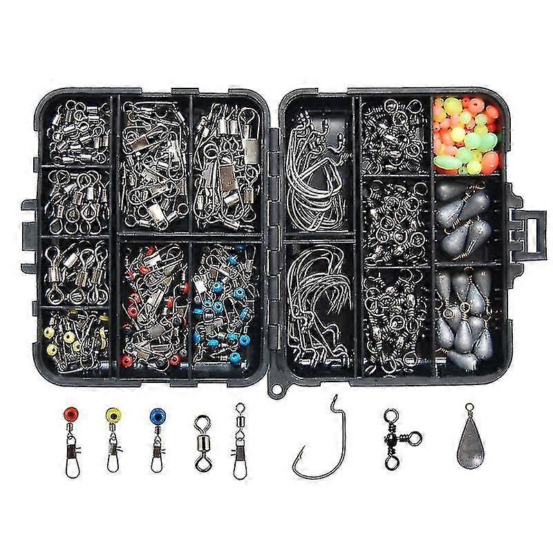 177pcs F 157pcs Fishing Accessories Kit Set With Tackle Box Space Beans Jig Hooks Swivels