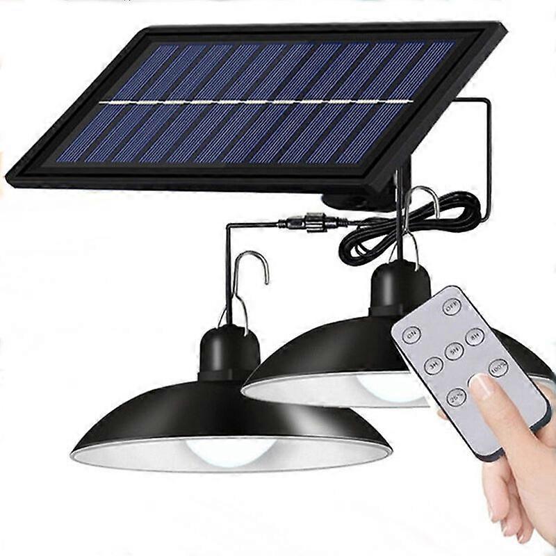 Lampada a sospensione solare a LED impermeabile per esterni, lampadario a doppia testa con telecomando, per interni, capannoni, stanze