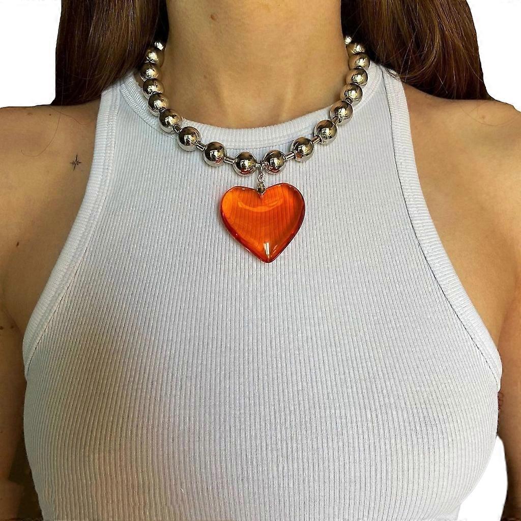  Y2K Schmuck Transparente Liebesform Anhänger Halskette für Frauen Mode Halskette