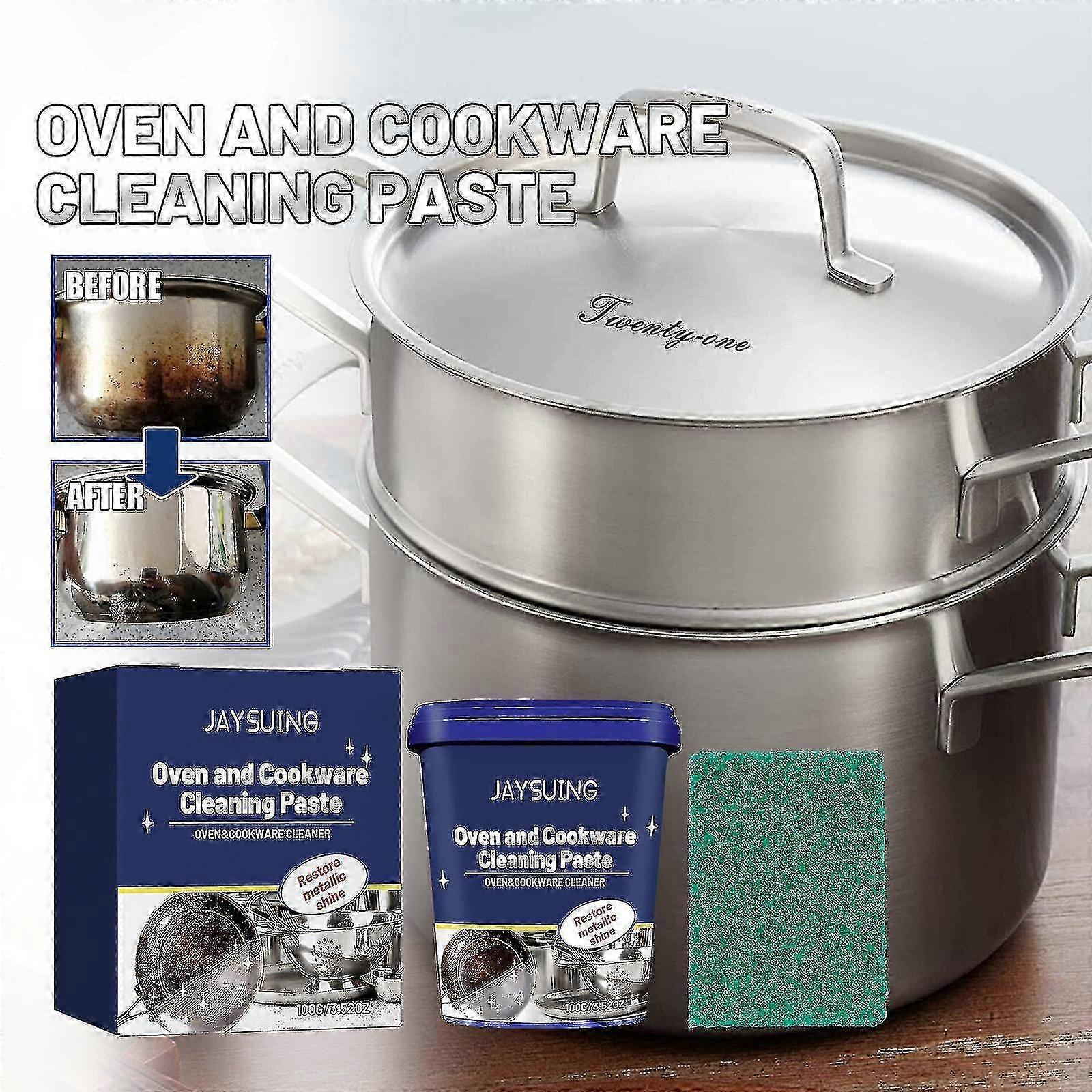 JAYSUING كريم تنظيف الفولاذ المقاوم للصدأ وعاء تنظيف أواني المطبخ أسفل بقع الأوساخ السوداء تلميع الصدأ إزالة الترسبات كريم BF |
