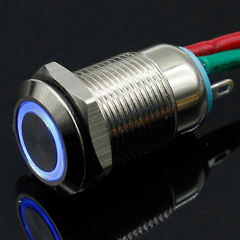 1PC 12MM with LED 12V 24V 220V Metal Button Switch locking push button Self locking waterproof illuminated