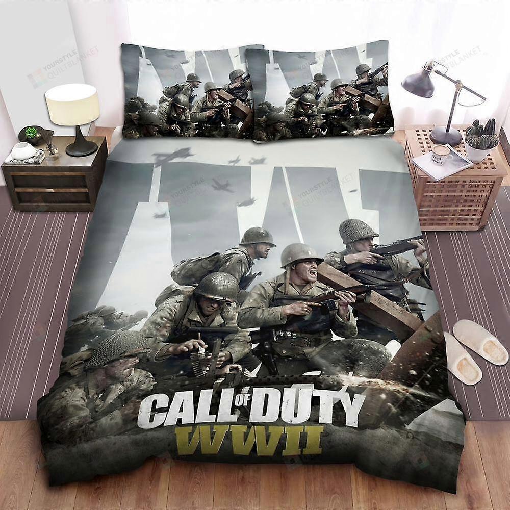 v1605 ملاءات السرير Call Of Duty WW Army Firebreak غطاء لحاف طقم أطفال منسوجات منزلية ملاءات سرير IU1605