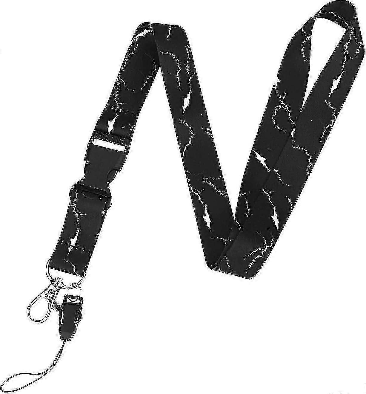 取り外し可能なバックル付きネックストラップブラックマーブルストラップ、キー用ネックストラップ、バッジホルダーバッジホルダー、教師看護師、従業員、学生用