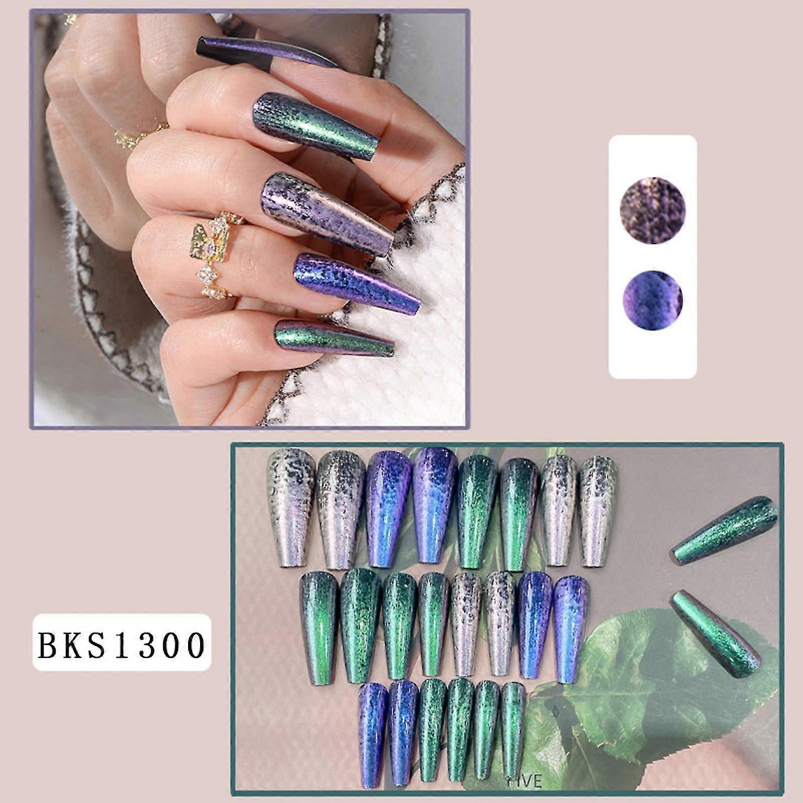 Long Shining False Nails Easy To Apply Stylish Pattern  Jelly Glue Model