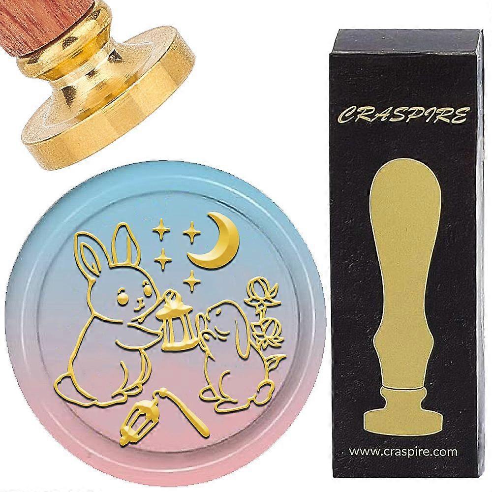 1Set Brass Wax Seal Stamps with Rosewood Handle for DIY Scrapbooking Rabbit 25mm