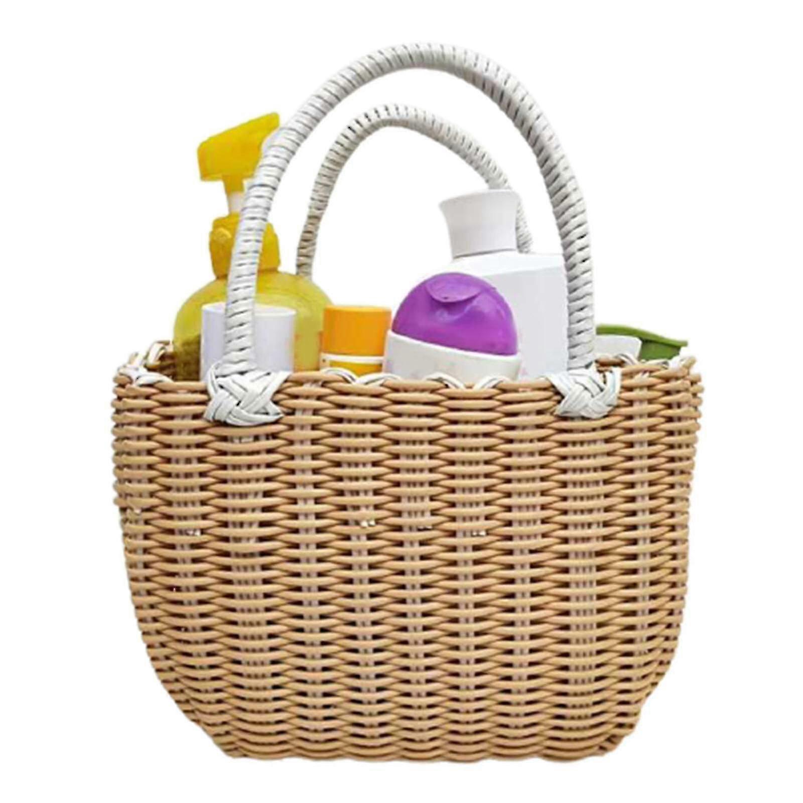 Handmade Basket With Handle Camping Picnic Basket For Wine Flower Shopping Storage