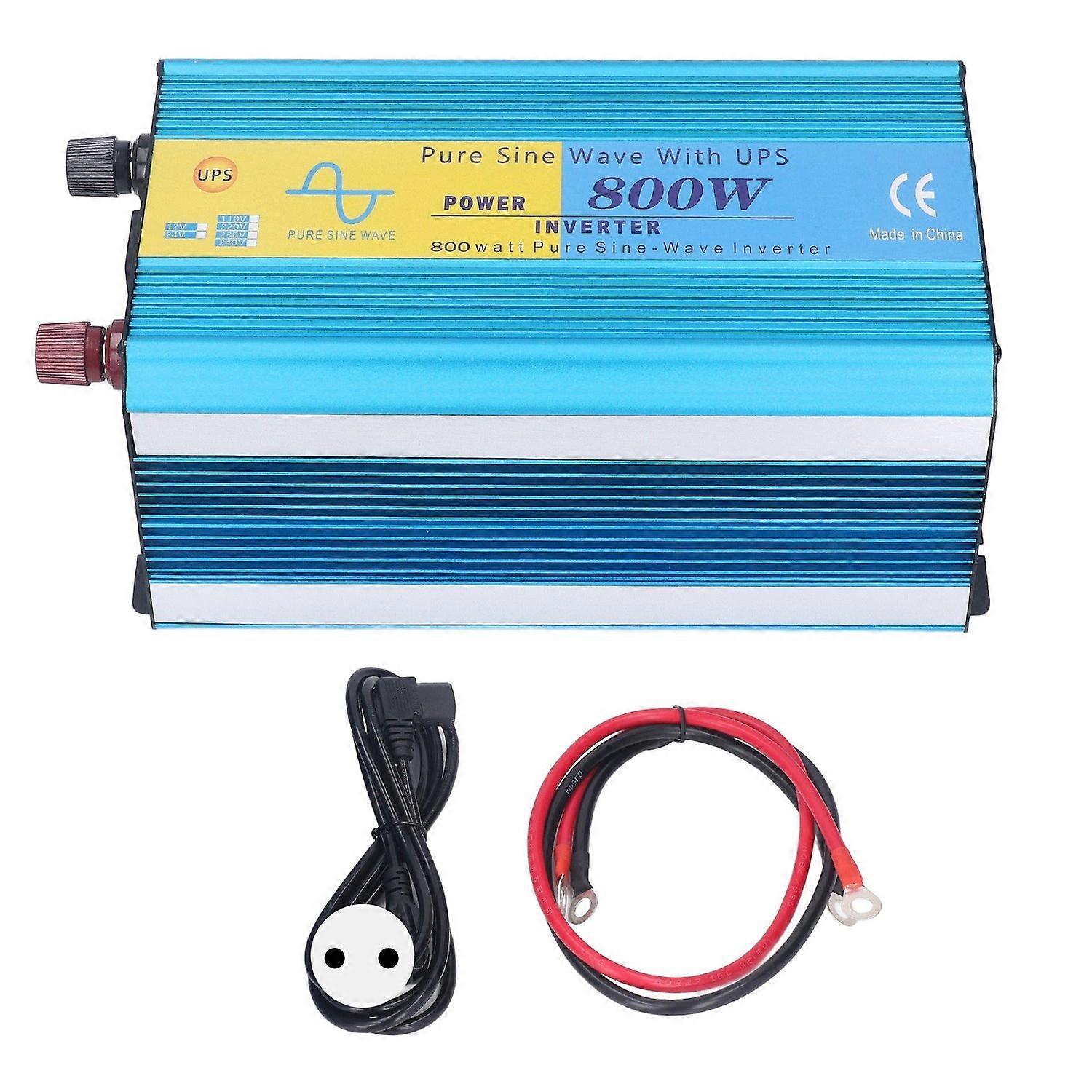 800W Pure Sine Wave Inverter 5V 2.1A USB Ports DC12V to AC LCD Power Inverter for Home RV Car EU Plu