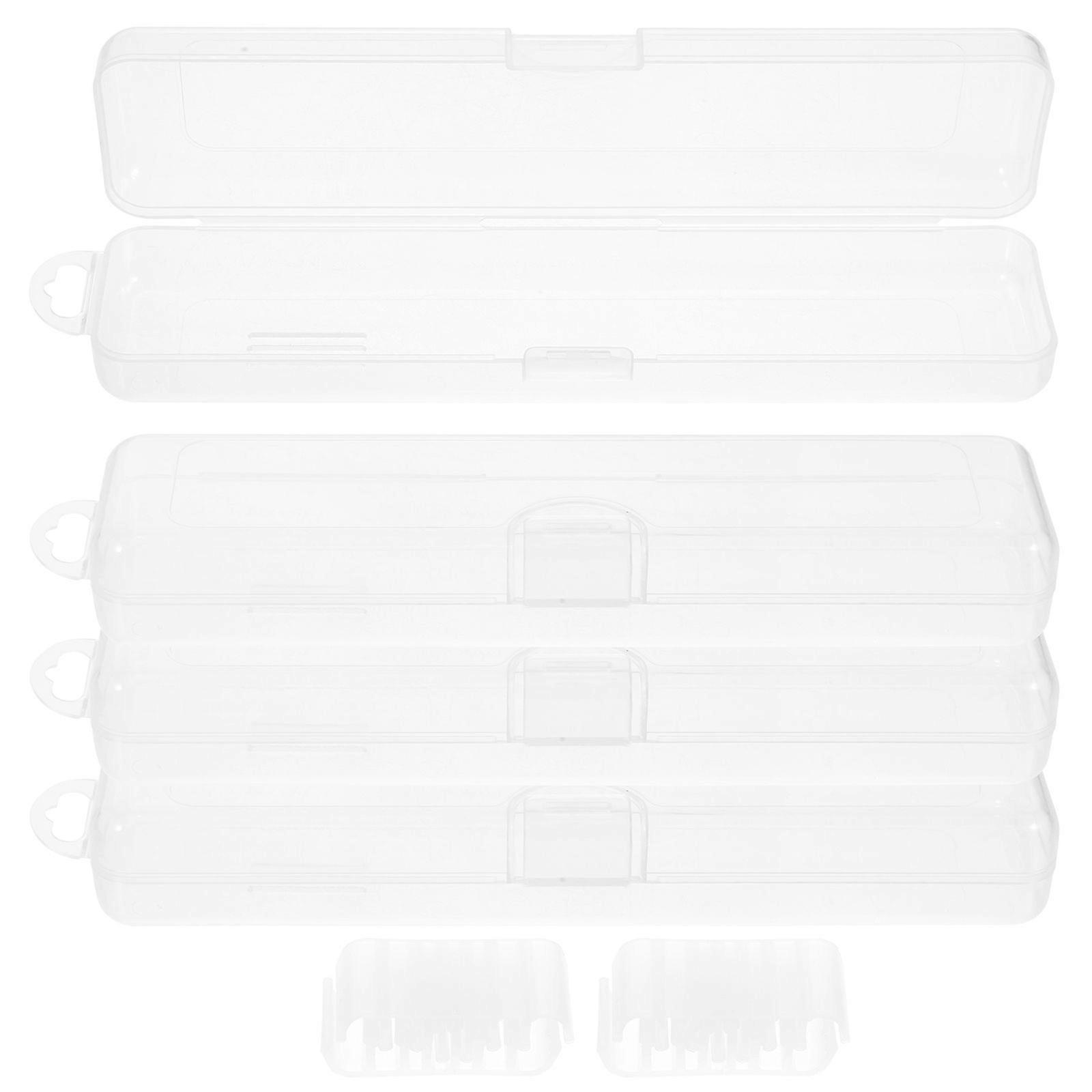 4pcs Transparent Drinking Straw Carrying Case Multi-functional Storage Box For Travel Plastic Coin Pills Storage Box