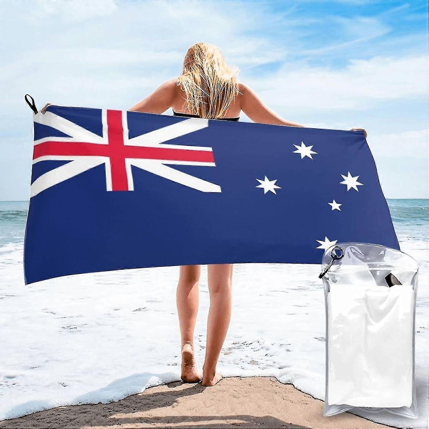 Avustralya Mikrofiber Plaj Havlusu Yetişkinler Banyo Havlusu Seyahat Havlusu Kılıfı ile 27.5 "x55" (t8184)