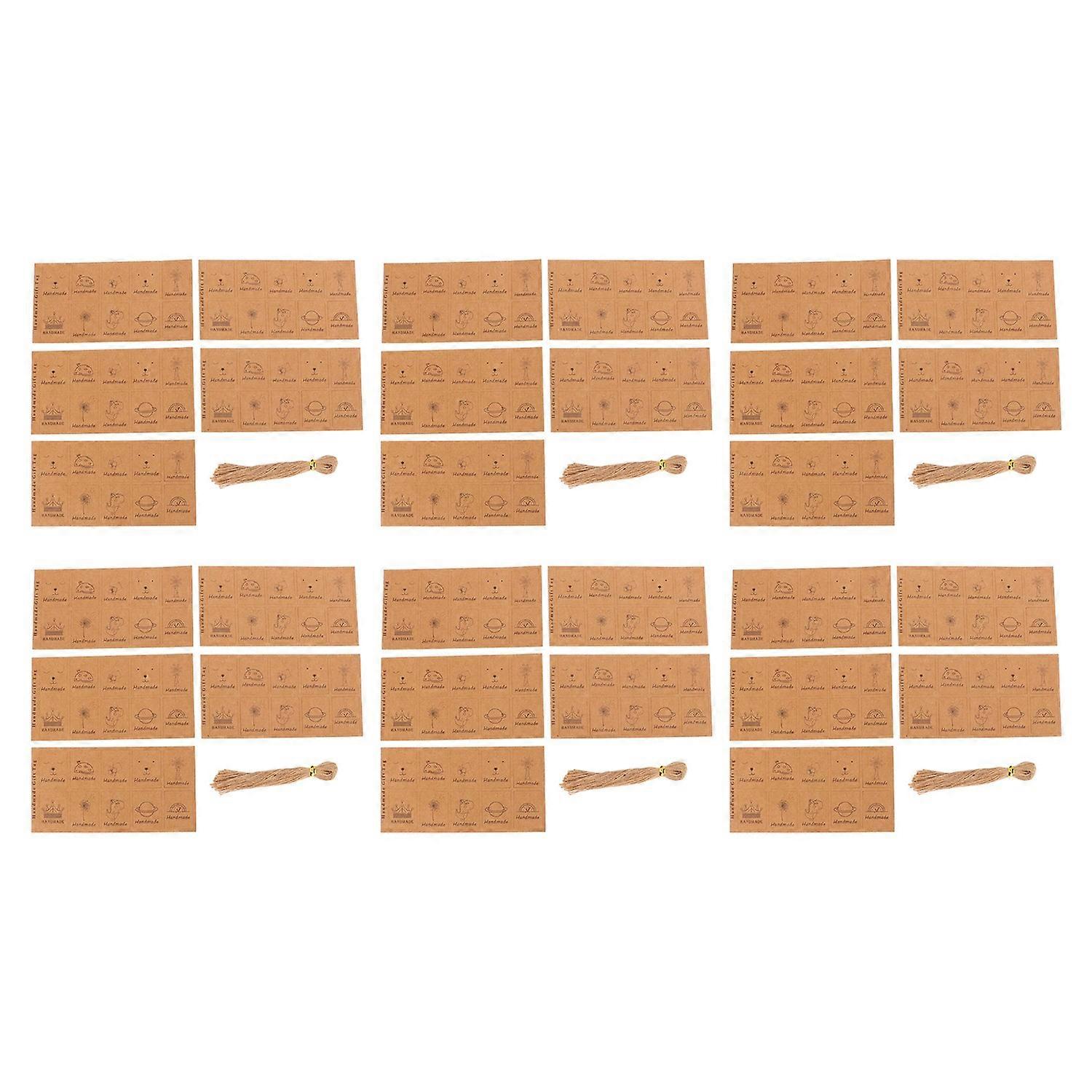 300 Sets Kraft Paper Gift Tags Cute Pattern Handcrafted Labels with Jute String for Crafts Wedding C