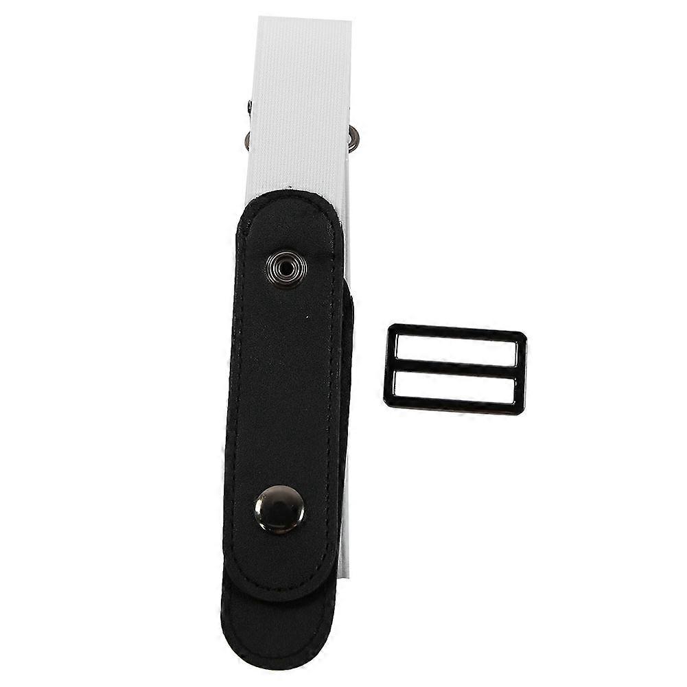 女性男性弾性快適なウエストベルトバックルフリー調節可能なウエストバンド(ホワイト)