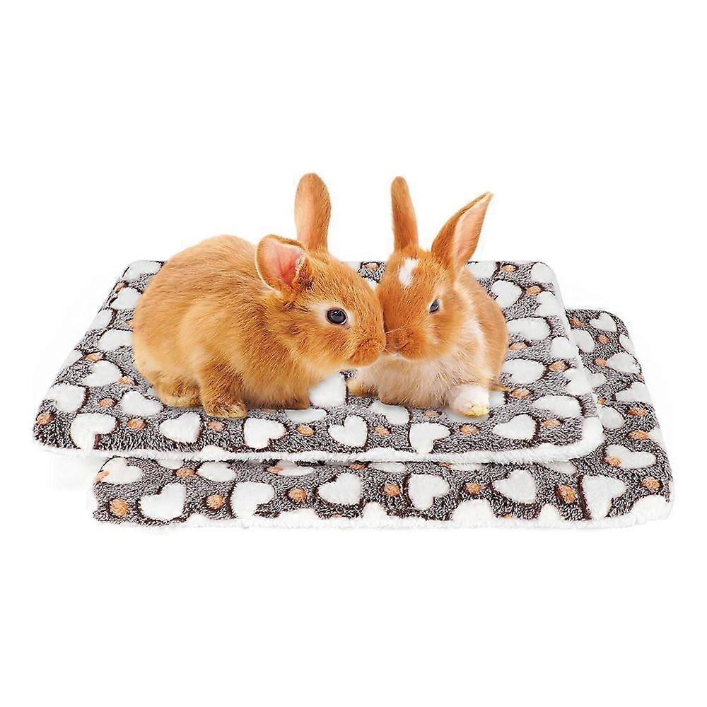 2pcs Small Animal Bed Warmer - Brown Double Heart - 40*50 (Compression)