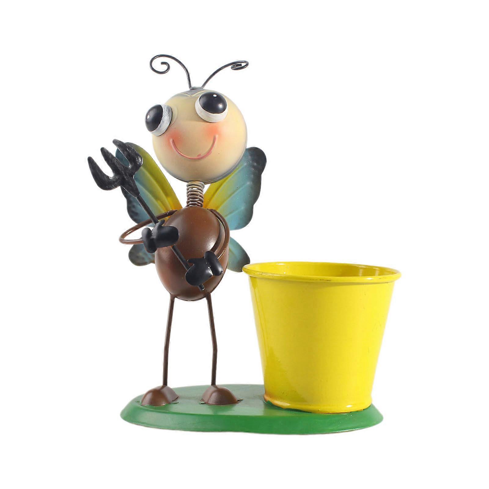 金属蜂植物用ガーデンポット屋内屋外植木鉢デコレーションかわいいプランターコンテナガーデンアウトドアギフトイエロー