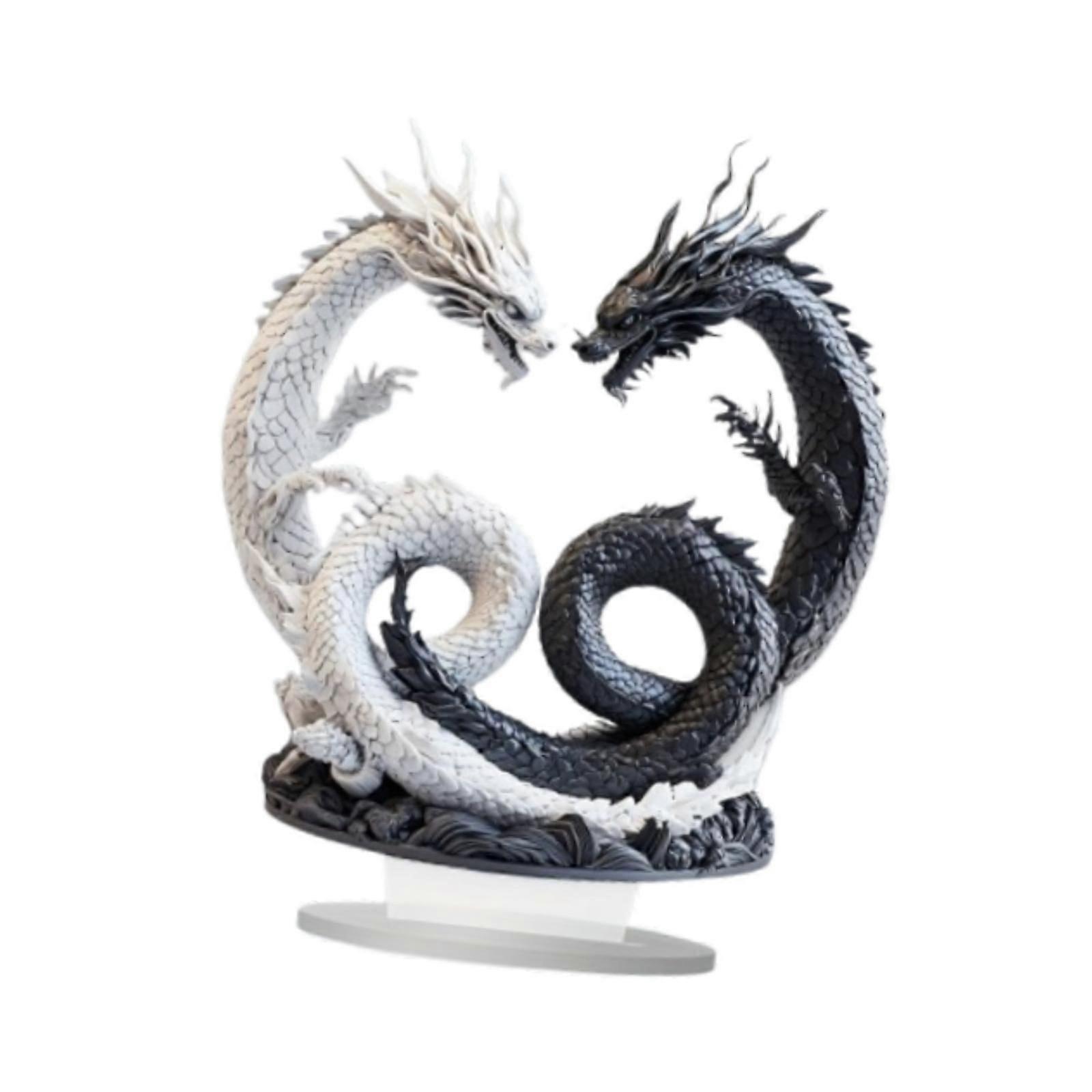 2D Acrylic Double Dragon Pattern Table Sign Waterproof Accessories with Base