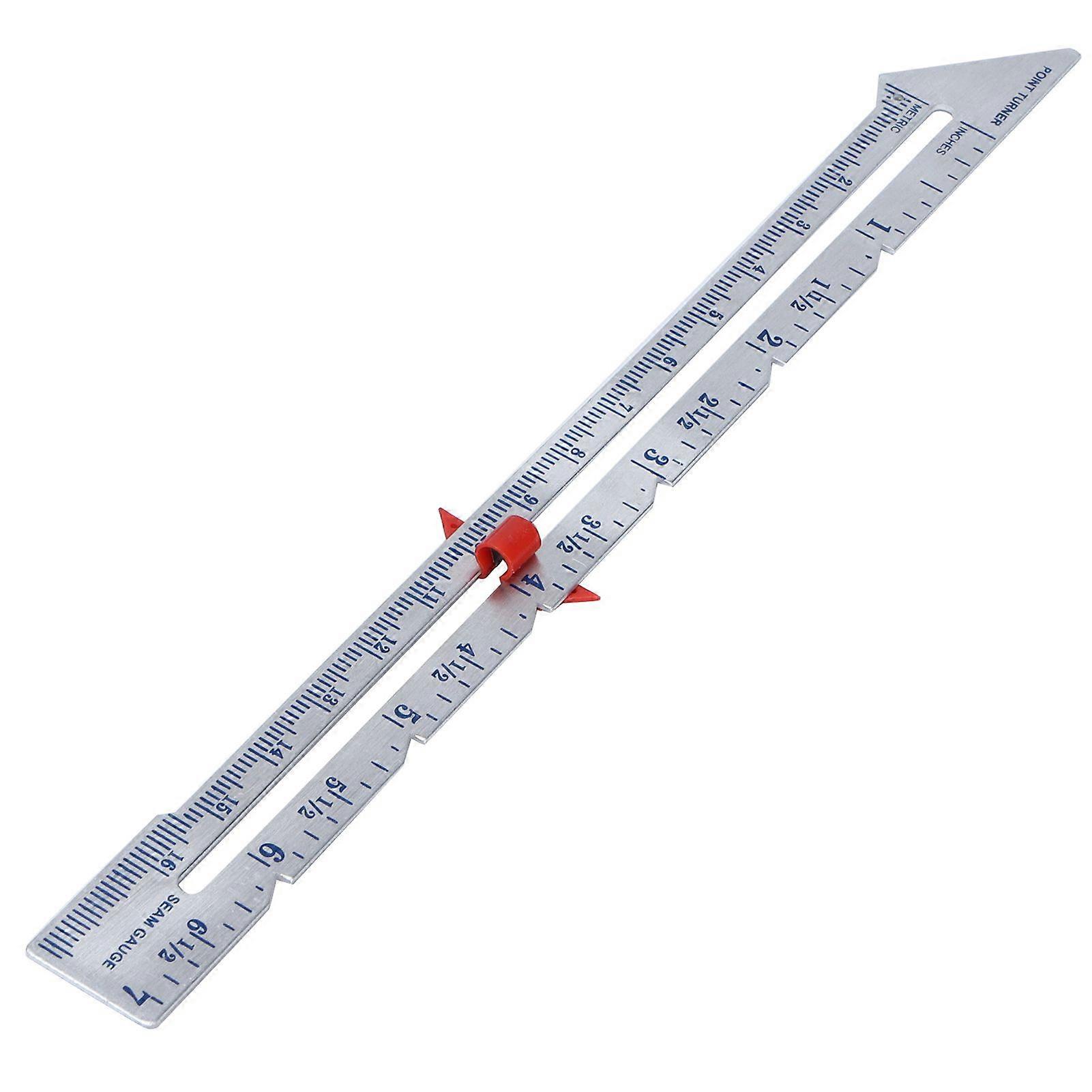 Quilting Ruler Seam Allowance Pointed Edge Sewing Measuring DIY Tools for Positioning Amount Button Margin Parallel LineSilver