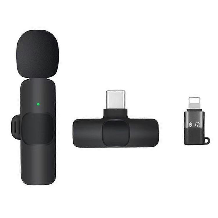 K1 Noise Reduction 2.4G Wireless Lavalier Microphone with Type-C Receiver + iP Audio Converter