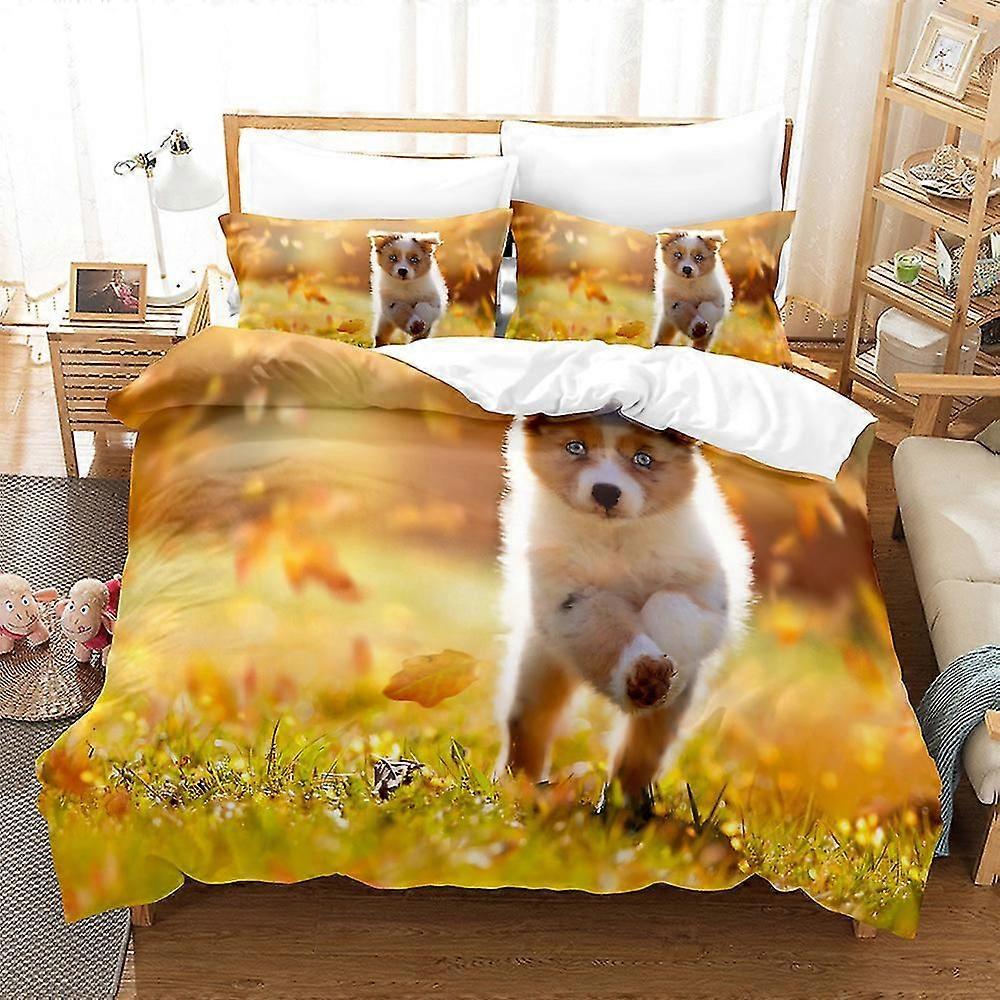 Conjunto de cama impresso em 3D D2 Dog com capa de edredom e fronha