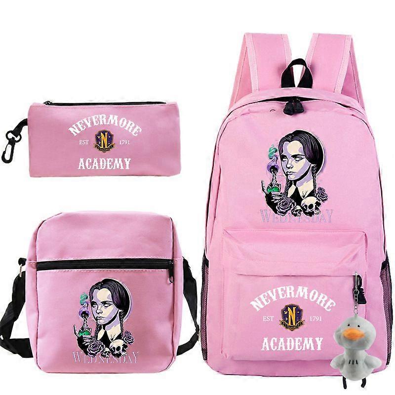 Mercredi Sac à dos 3pcs / set Addams Print Girls Boys Bags Mode Voyage Enfants Sacs d’école Unisexe Sacs à dos