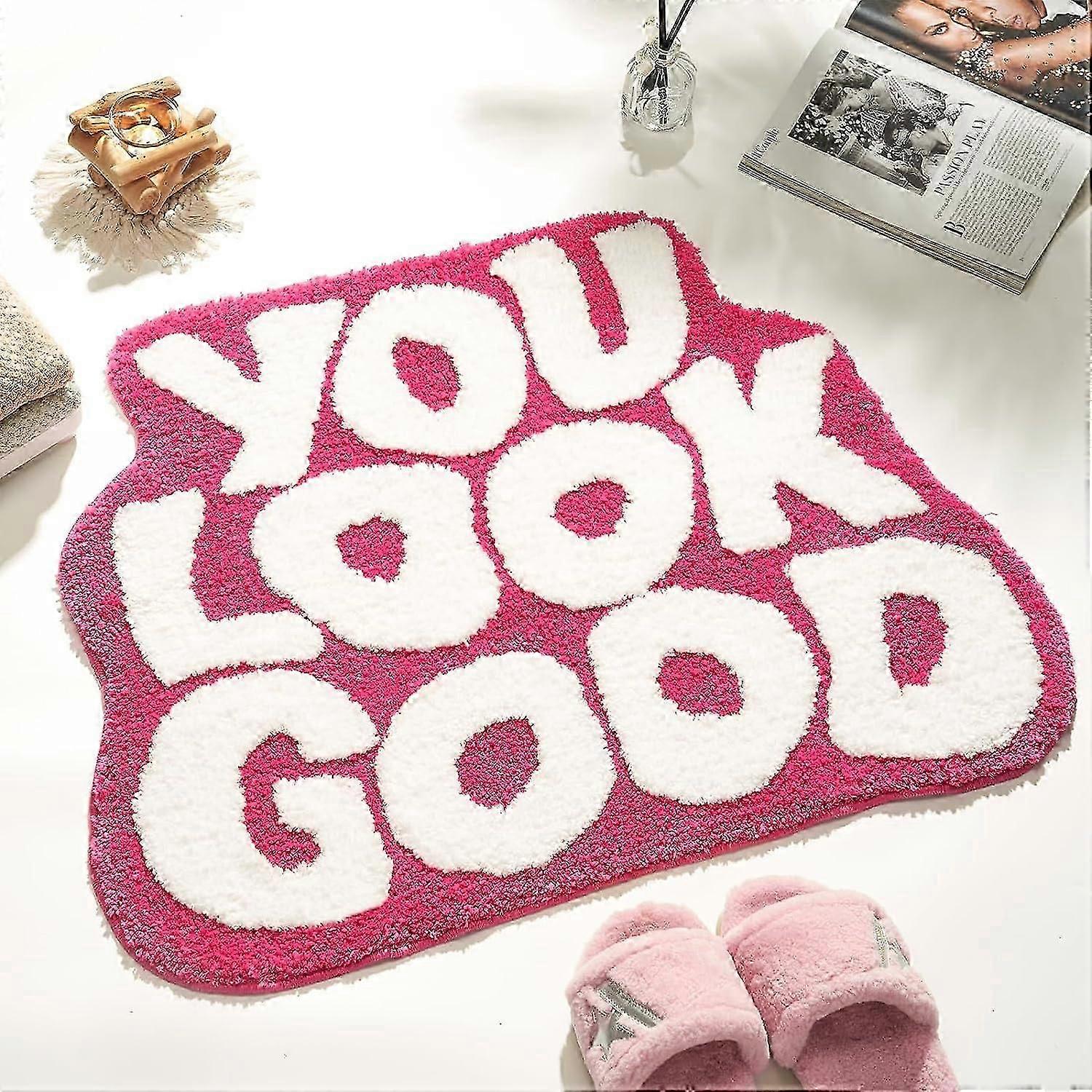 You Look Good Bathroom Mat Peach