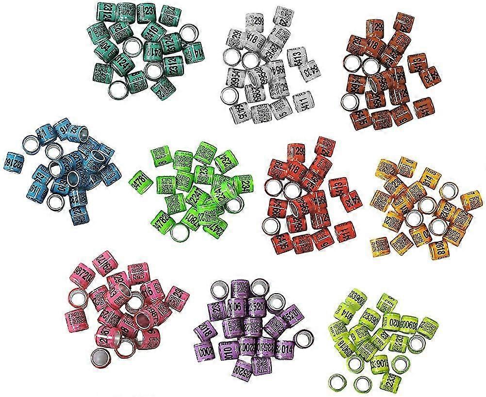 100 ピジョンウズラのための8mmレーシングピジョンリング家禽フットリングリボンを数える