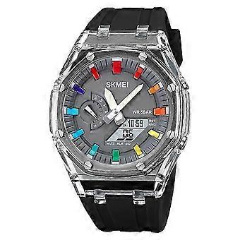 Skmei Waterdicht Heren Horloge Countdown Stopwatch Led Elektronisch Uurwerk Polshorloge 5wekker 2 Digitale Horloges 2100 zwart grijs