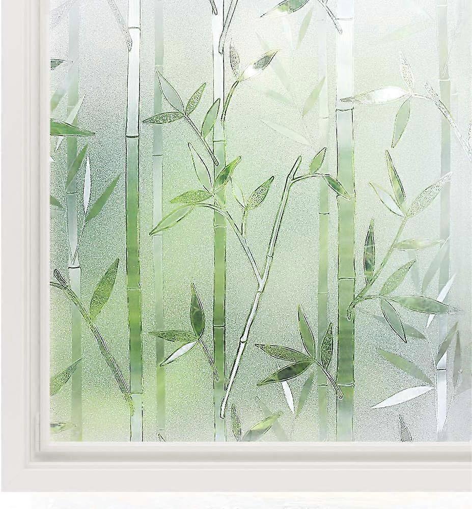 Decorative Window Clings For Home Office With Easy Removable Static Cling, Reusable No Glue Privacy Film Bamboo Pattern For Smooth Surfaces, Anti-Uv