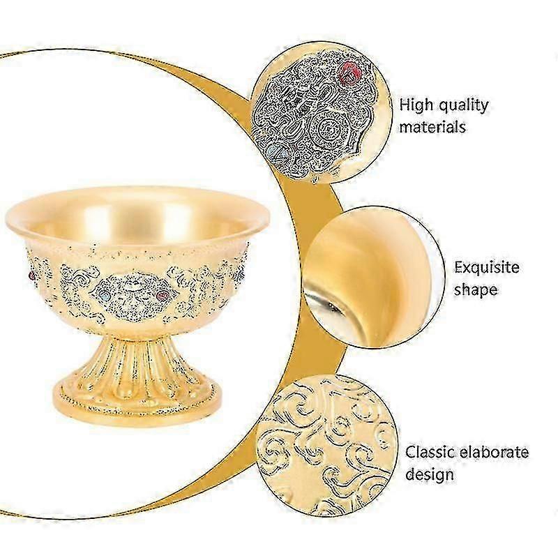 7.8X5.2cm Golden Religious Altars 1pc Buddhist Sacrifice Bowl Thick Copper Water Offering Cup Deskto