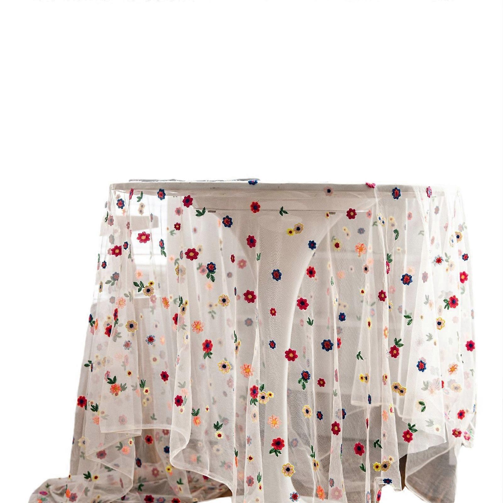 Tablecloth Colorful Embroidered Flowers Small Fresh Rustics Tablecloth Tablecloths PUW5847
