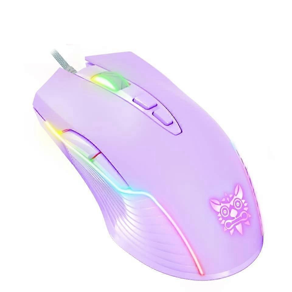Gaming Mouse RGB 6400 DPI Wired Breathing LED Optical USB 7 Buttons Pink for Laptop PC Desktop