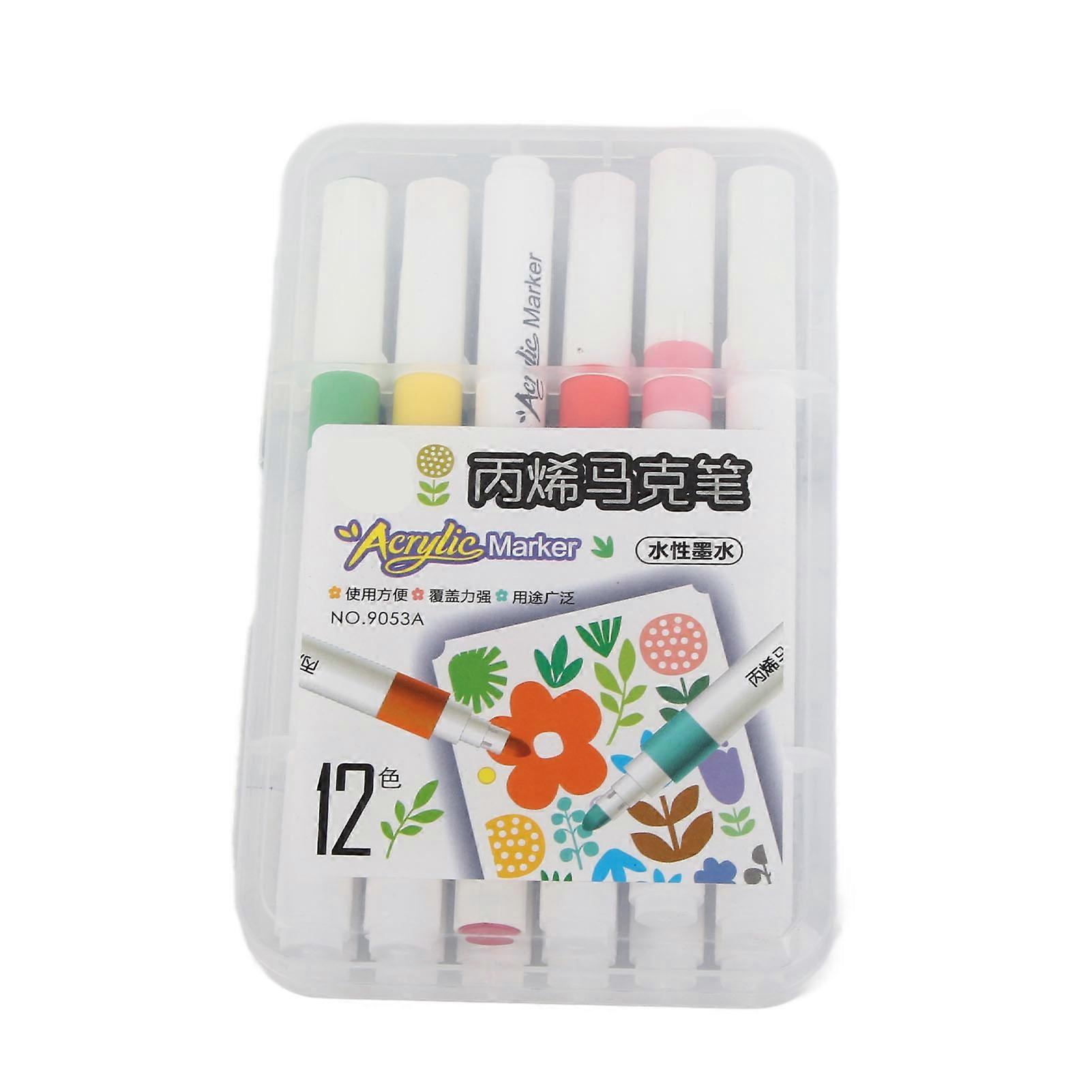 High Coverage Acrylic Paint Markers, Fast Drying, Waterproof, Round Barrel, for Graffiti, Glass, Metal, Wood, 12 Colors