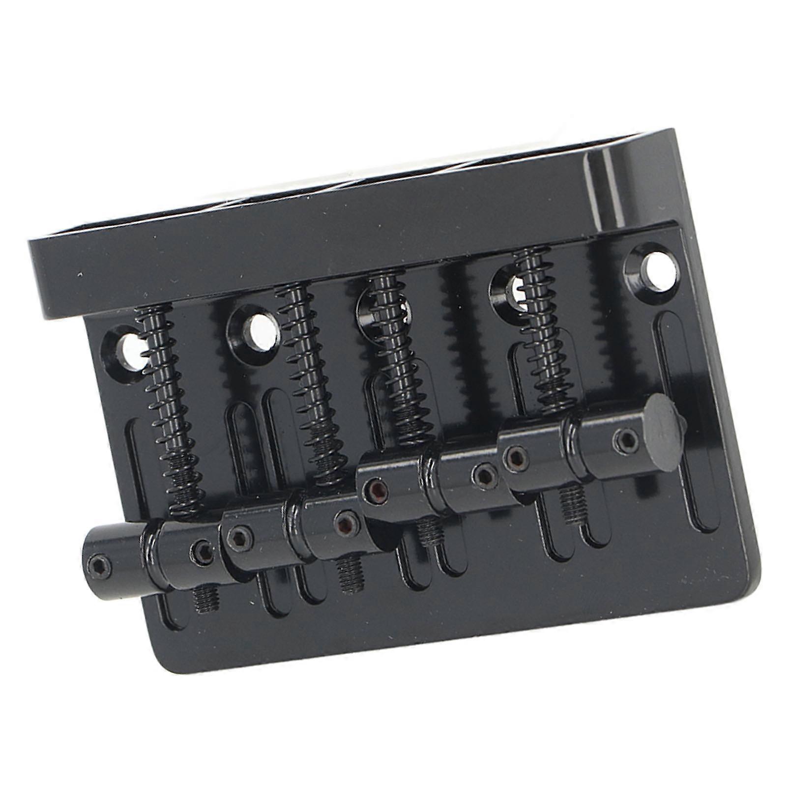Electric Bass Bridge Tailpiece 4-String Fixed Saddle Black Zinc Alloy