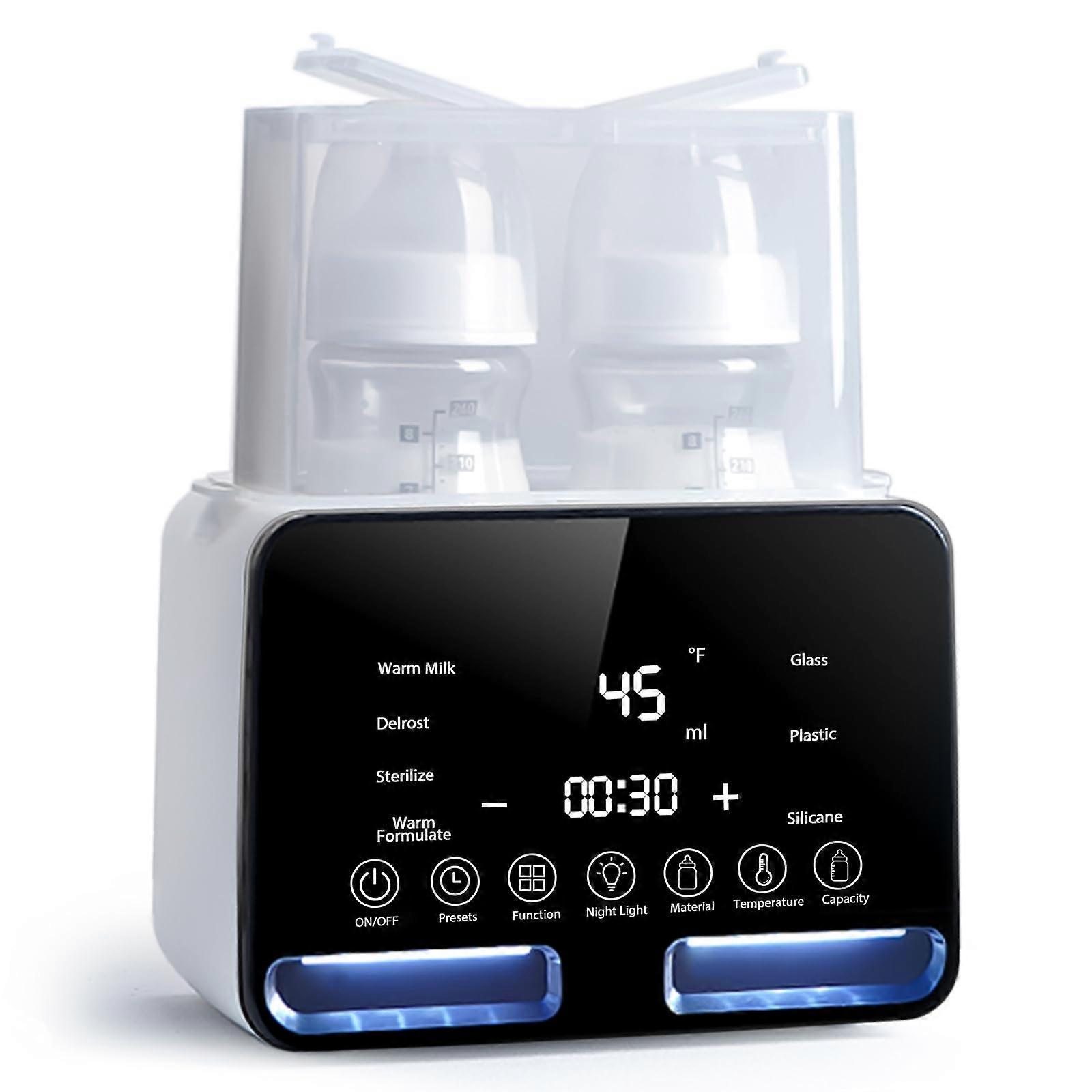 Double Bottle Warmer and Sterilizer, 8-in-1 Fast Baby Milk Warmer with Timer for Breastmilk and Formula, Food Heater and Defroster